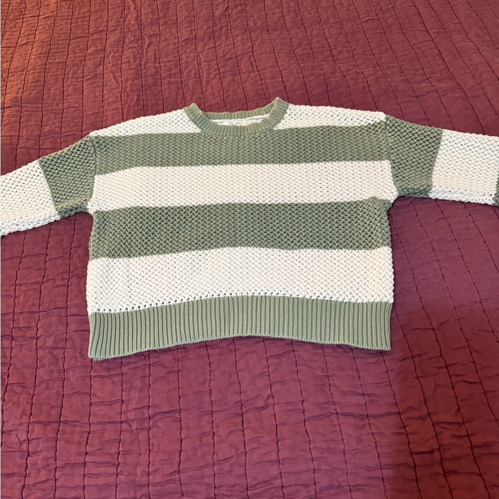 Z Supply Olive and Cream Striped Sweater